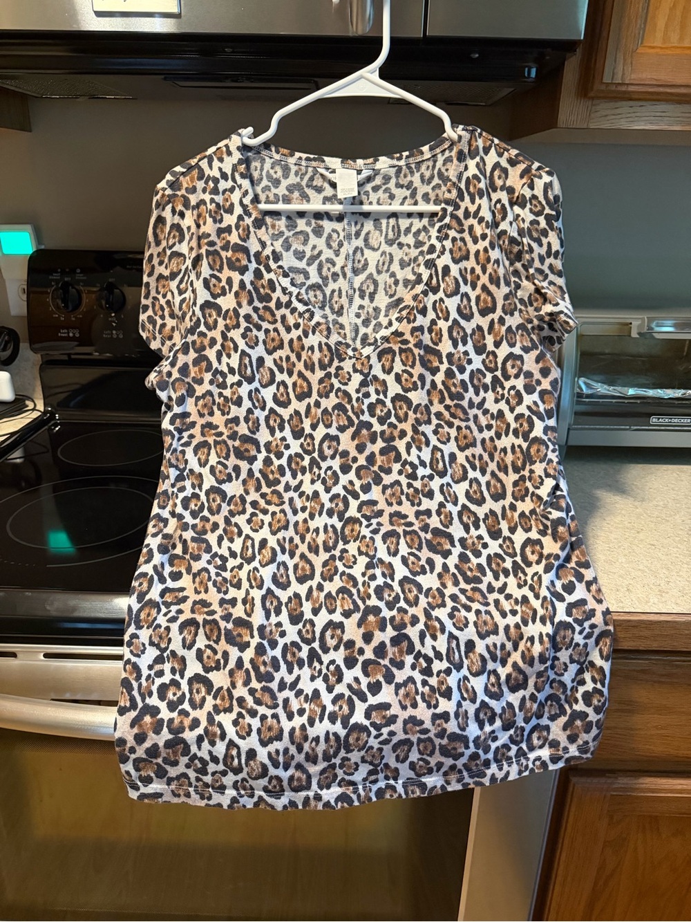 Victoria's Secret Leopard Print V-Neck Top - Brown & Black